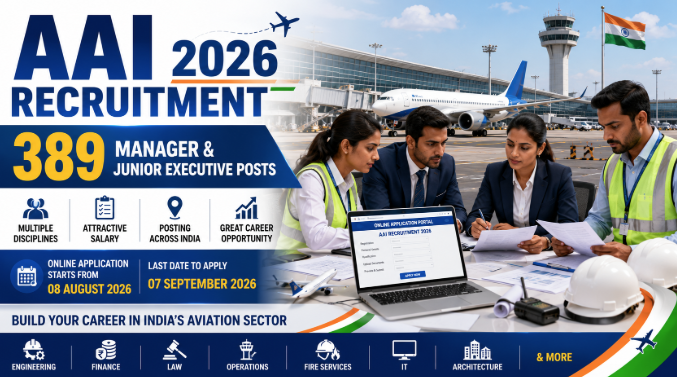 AAI Recruitment 2026 notification for 389 Manager and Junior Executive vacancies across India