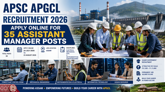 APSC APGCL Recruitment 2026 Assistant Manager APSC Assistant Manager APGCL Recruitment 2026 notification for 35 engineering and HR vacancies