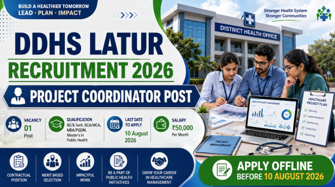 DDHS Latur Project Coordinator Recruitment 2026 notification for one contractual healthcare post.