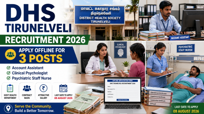 DHS Tirunelveli Recruitment 2026 Notification DHS Tirunelveli Recruitment 2026 notification for Account Assistant and healthcare vacancies