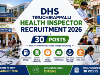 DHS Tiruchirappalli Health Inspector Recruitment 2026 banner for 30 contractual vacancies