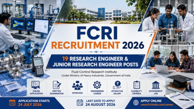 FCRI Recruitment 2026 banner for Research Engineer and Junior Research Engineer vacancies