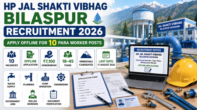 HP Jal Shakti Bilaspur Recruitment 2026 featuring Para Worker vacancies and offline application details