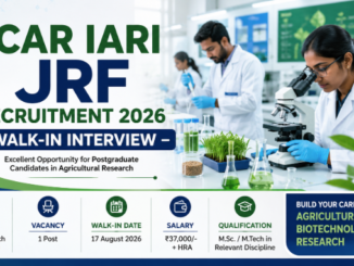 ICAR IARI Junior Research Fellow Recruitment 2026 walk-in notification with salary eligibility and interview details