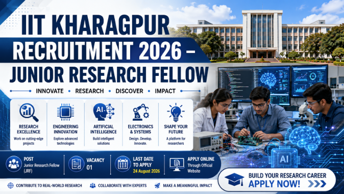 IIT Kharagpur Junior Research Fellow Recruitment 2026 notification for one engineering research post.