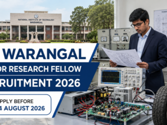 NIT Warangal campus highlighting the Junior Research Fellow Recruitment 2026 for Electrical Engineering candidates.