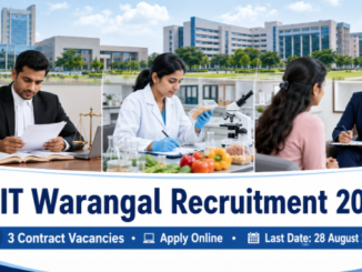 NIT Warangal Recruitment 2026 featuring Visiting Consultant, Food Safety Officer, and Student Counsellor vacancies.