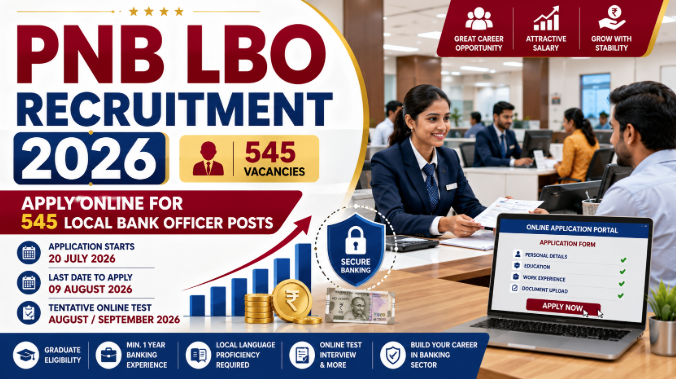 PNB LBO Recruitment 2026 Notification PNB LBO Recruitment 2026 notification for 545 Local Bank Officer posts with salary and eligibility details