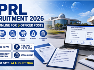 PRL Recruitment 2026 notification showing officer vacancies, salary, eligibility and online application details