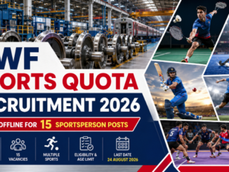 Rail Wheel Factory Sports Quota Recruitment 2026 notification with 15 vacancies and offline application details