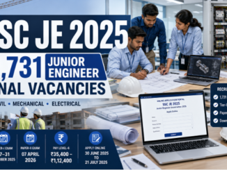 SSC JE 2025 Recruitment notification showing 1,731 Junior Engineer final vacancies and latest updates