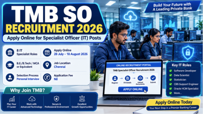 TMB Specialist Officer Recruitment 2026 notification for IT Manager and Assistant Manager posts