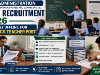 UT Administration PGT Recruitment 2026 notification for Physics Teacher vacancy with offline application