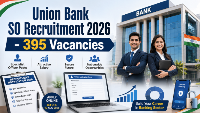 Union Bank SO Recruitment 2026 notification for 395 Specialist Officer vacancies with details