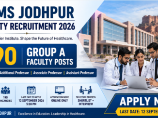 AIIMS Jodhpur Faculty Recruitment 2026 showing 190 Group A faculty posts and apply now details