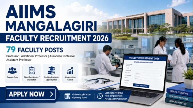 AIIMS Mangalagiri Faculty Recruitment 2026 AIIMS Mangalagiri Faculty Recruitment 2026 for Professor and Assistant Professor posts