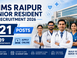 AIIMS Raipur Senior Resident Recruitment 2026 for 121 posts across 39 medical departments