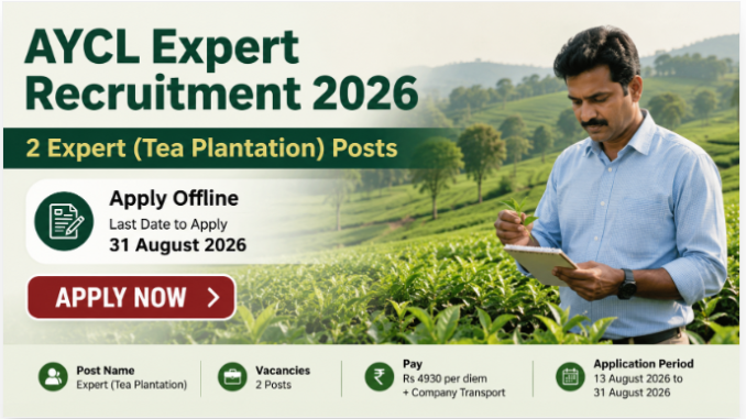 AYCL Expert Recruitment 2026 Apply Now AYCL Expert Recruitment 2026 notification for Expert Tea Plantation posts apply now