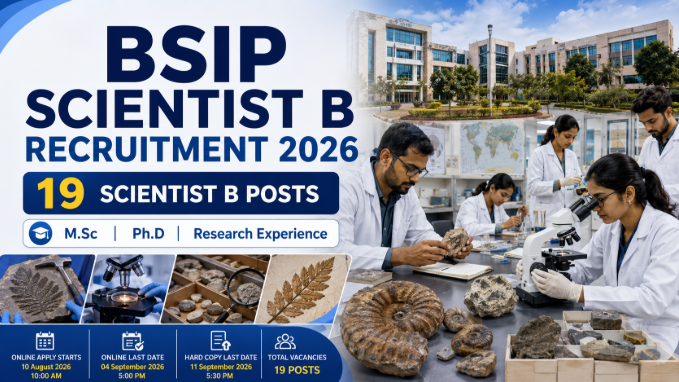 BSIP Scientist B Recruitment 2026 BSIP Scientist B Recruitment 2026 for 19 scientific research posts in Lucknow