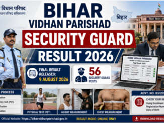 Bihar Vidhan Parishad Security Guard Result 2026 final result for 56 Security Guard posts