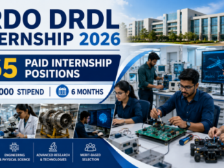 DRDL Paid Internship 2026 for 165 Engineering and Science student positions