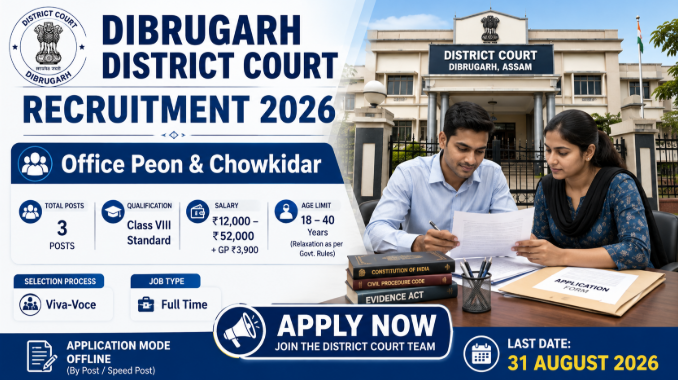 Dibrugarh District Court Recruitment 2026 for Office Peon and Chowkidar posts