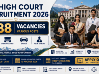 HP High Court Recruitment 2026 graphic showing 388 Clerk, Peon, Stenographer and other vacancies