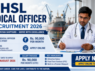 HSL Medical Officer Recruitment 2026 banner with MBBS post and online application details