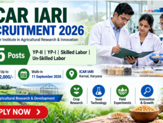 ICAR IARI Recruitment 2026 walk-in for Young Professional and agricultural labor posts