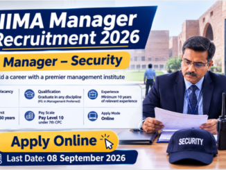 IIMA Manager Recruitment 2026 Manager Security vacancy and online application details
