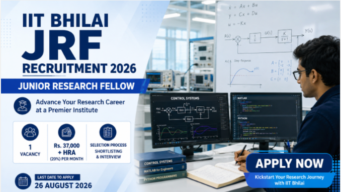 IIT Bhilai Junior Research Fellow Recruitment 2026 notification with Apply Now