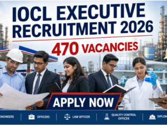IOCL Executive Recruitment 2026 banner showing engineers and officers with Apply Now recruitment text
