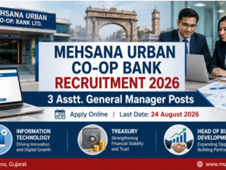 Mehsana Urban Co-op Bank Recruitment 2026 for 3 Assistant General Manager posts