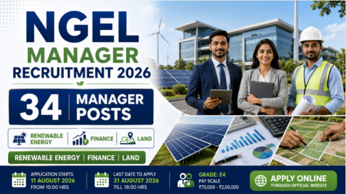 NGEL Manager Recruitment 2026 for 34 posts in renewable energy, finance and land management