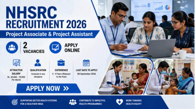 NHSRC Recruitment 2026 Apply Online NHSRC Recruitment 2026 Project Associate and Project Assistant vacancies apply online