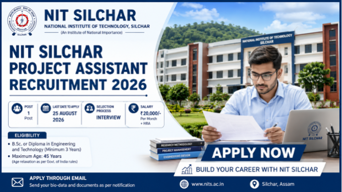 NIT Silchar Project Assistant Recruitment NIT Silchar Project Assistant Recruitment 2026 vacancy and application details