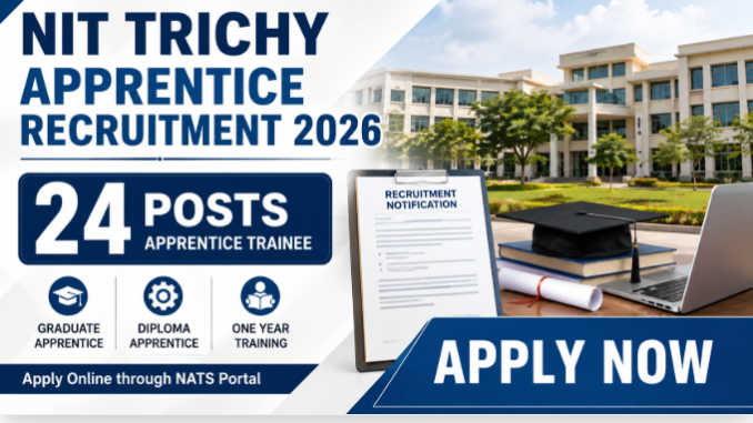 NIT Trichy Apprentice Recruitment 2026 notification for 24 trainee posts with apply now