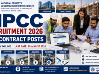 NPCC Recruitment 2026 graphic showing engineers, consultants and online application details