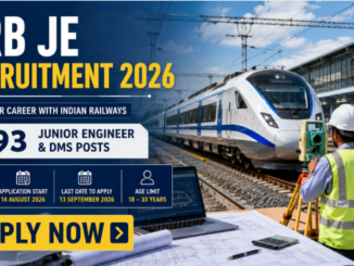 RRB JE Recruitment 2026 notification for 3993 Junior Engineer and DMS vacancies