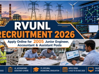 RVUNL Recruitment 2026 banner showing Junior Engineer, Accountant and Assistant vacancies