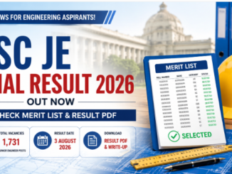 SSC JE Final Result 2026 official merit list PDF for 1731 Junior Engineer Civil Mechanical Electrical posts
