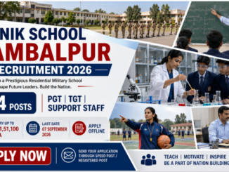 Sainik School Sambalpur Recruitment 2026 for PGT TGT and support staff posts