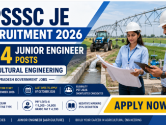 UPSSSC JE Recruitment 2026 banner showing 134 Agriculture Junior Engineer vacancies