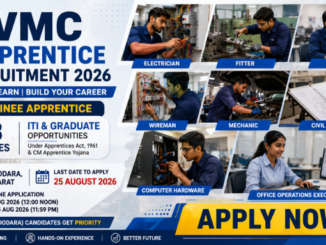 VMC Apprentice Recruitment 2026 banner showing 18 trades and online application details