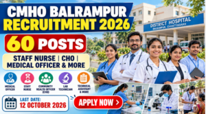 CMHO Balrampur Recruitment 2026 for 60 healthcare and administrative vacancies