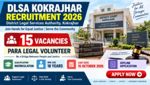 DLSA Kokrajhar Recruitment 2026 for 15 Para Legal Volunteer posts with offline application