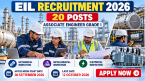 EIL Recruitment 2026 banner for 20 Associate Engineer Mechanical Metallurgical Electrical posts