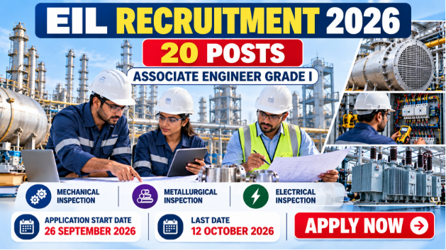 EIL Recruitment 2026 Associate Engineer Jobs EIL Recruitment 2026 banner for 20 Associate Engineer Mechanical Metallurgical Electrical posts