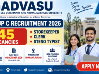 GADVASU Group C Recruitment 2026 for Storekeeper Clerk and Steno Typist posts