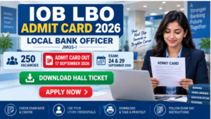 IOB LBO Admit Card 2026 download hall ticket for Local Bank Officer exam